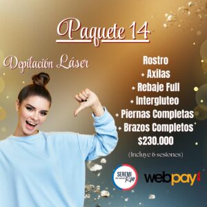 Rostro + Axilas + Rebaje Full + Interglúteo + Piernas Completas + Brazos Completos